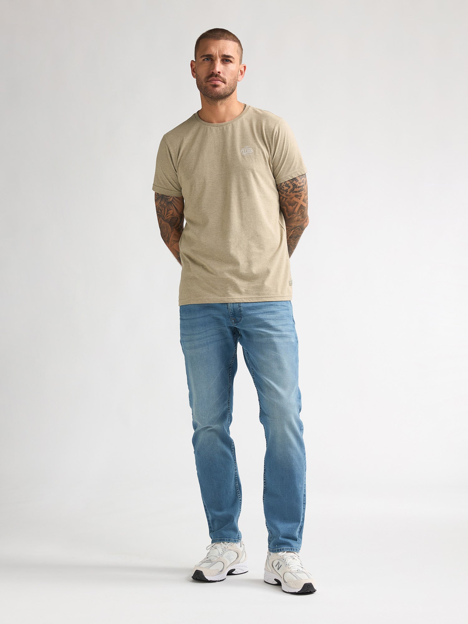 Petrol Industries Men T-Shirt Short Sleeve Regular Fit Light Tan