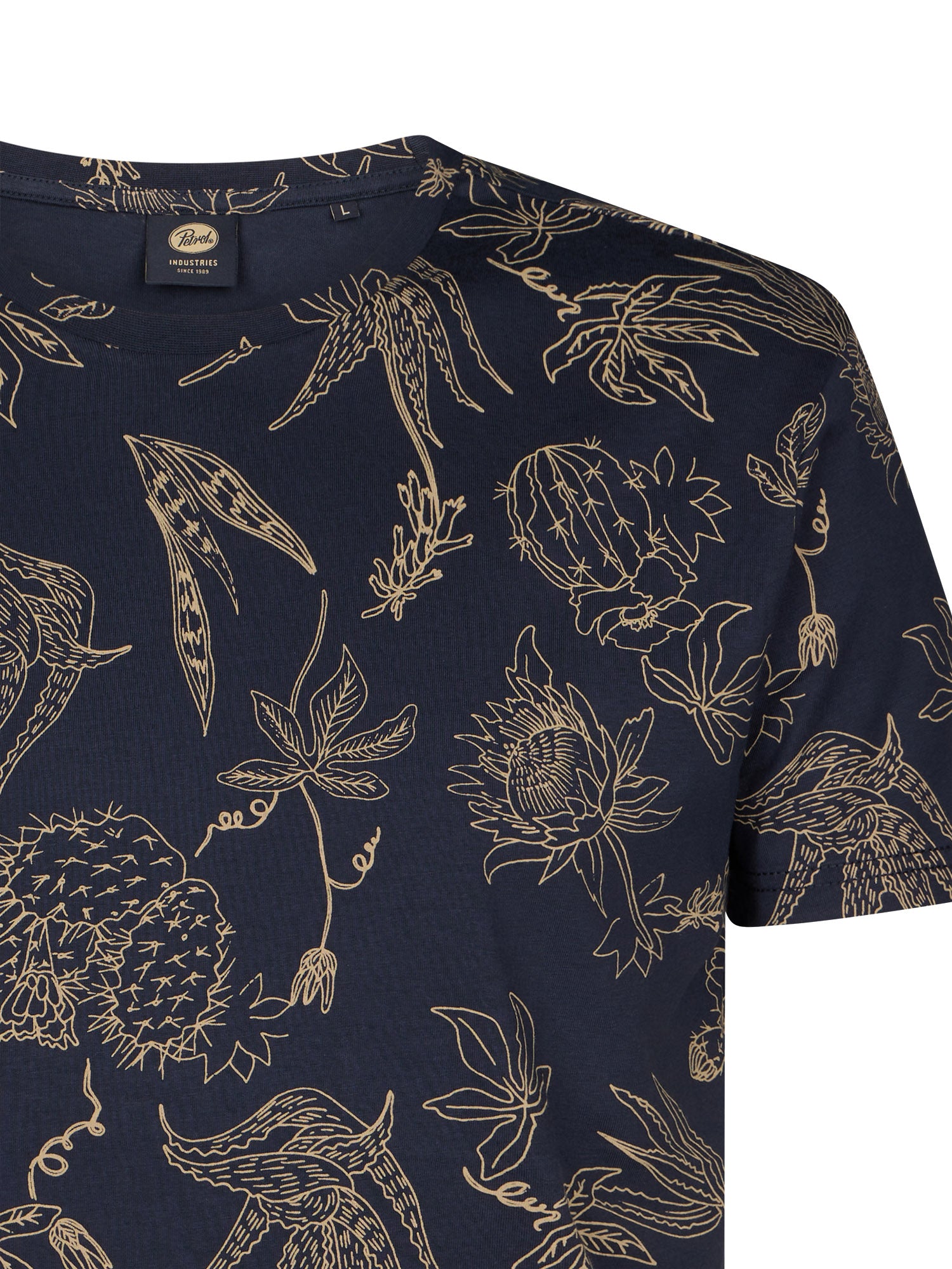Petrol Industries Men T-Shirt Short Sleeve All-Over Print Regular Fit Navy Blue