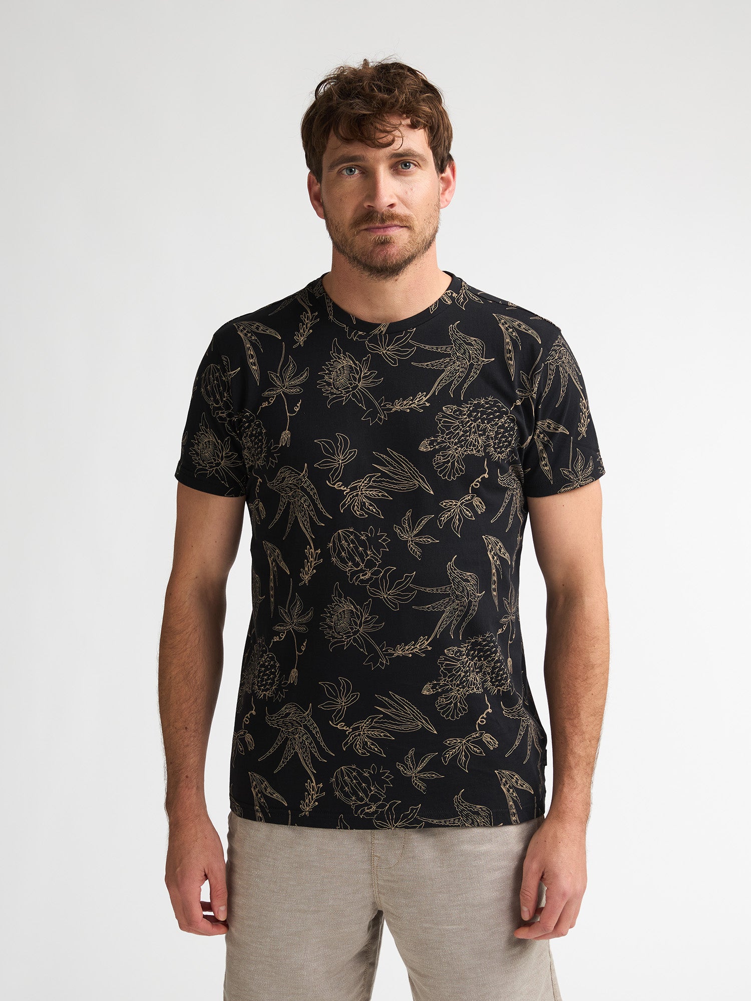 Petrol Industries Men T-Shirt Short Sleeve All-Over Print Regular Fit Black