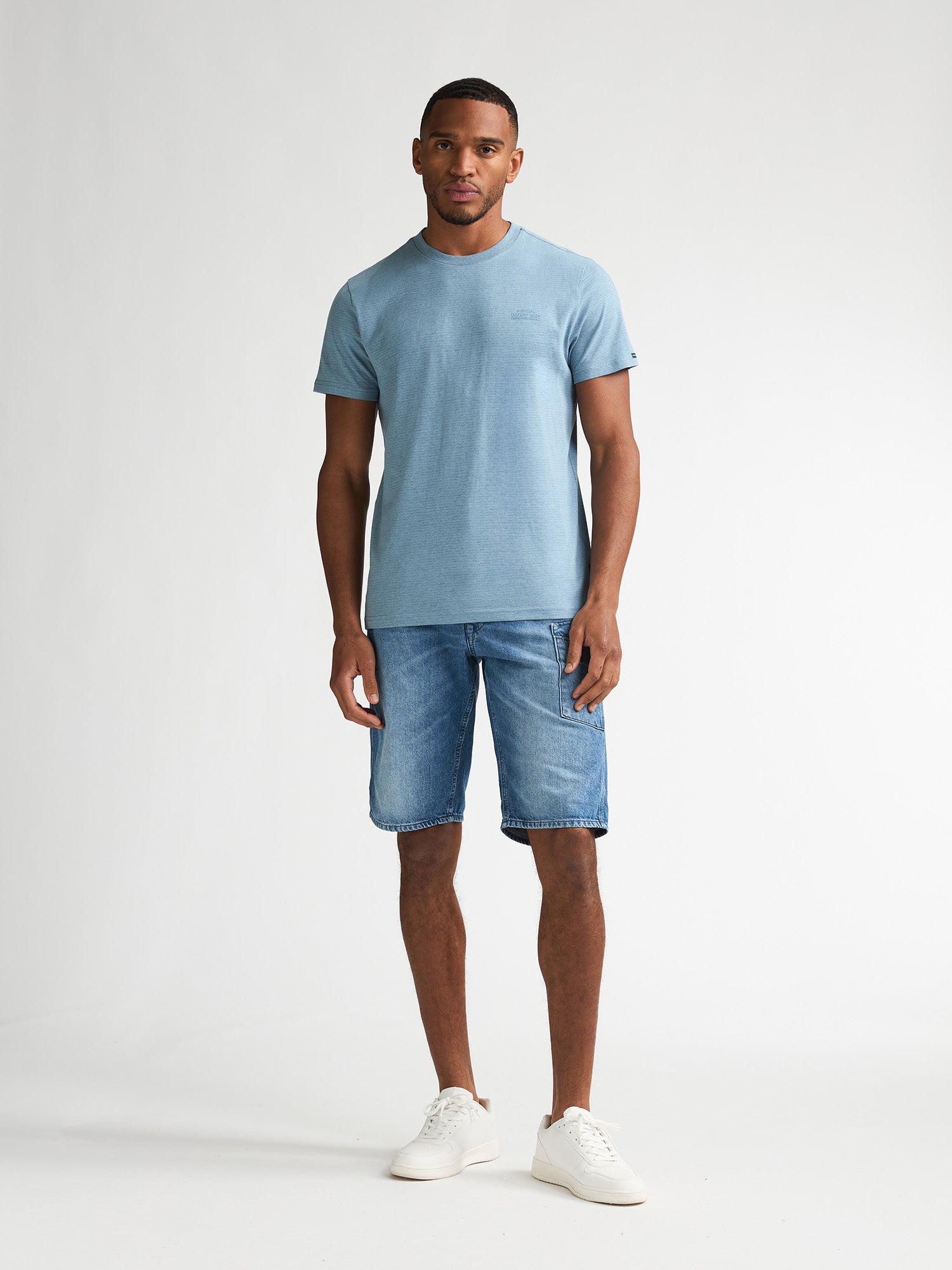 Petrol Industries Men T-Shirt Short Sleeve Regular Fit Marble Blue