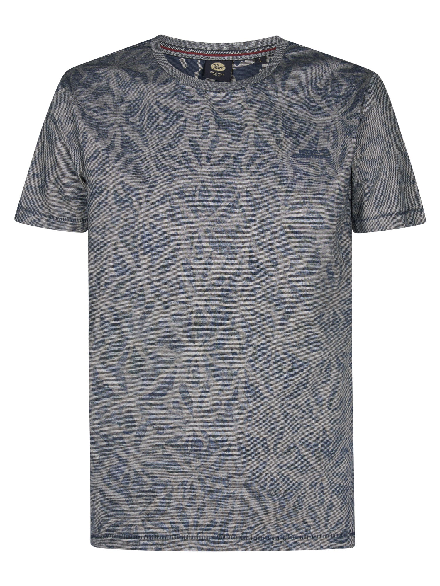 Petrol Industries Men T-Shirt Short Sleeve All-Over Print Regular Fit Navy Blue