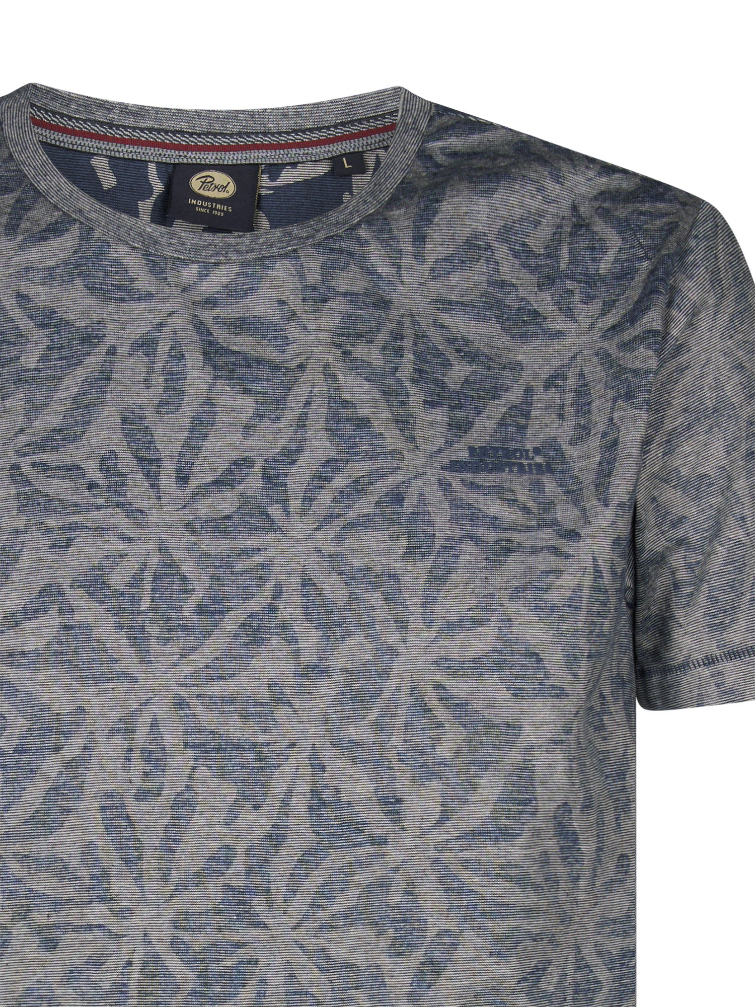 Petrol Industries Men T-Shirt Short Sleeve All-Over Print Regular Fit Navy Blue