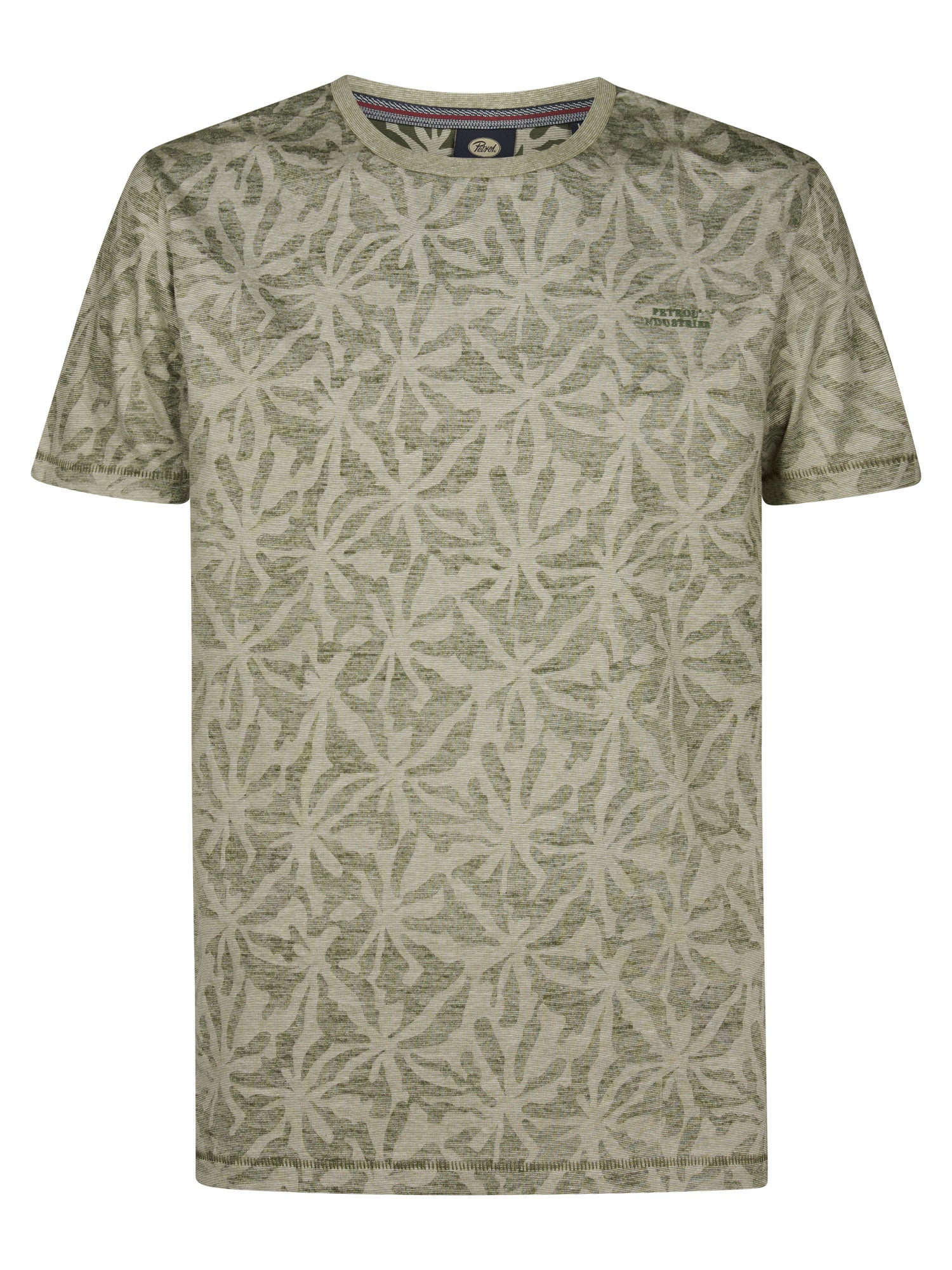 Petrol Industries Men T-Shirt Short Sleeve All-Over Print Regular Fit Dusty Army