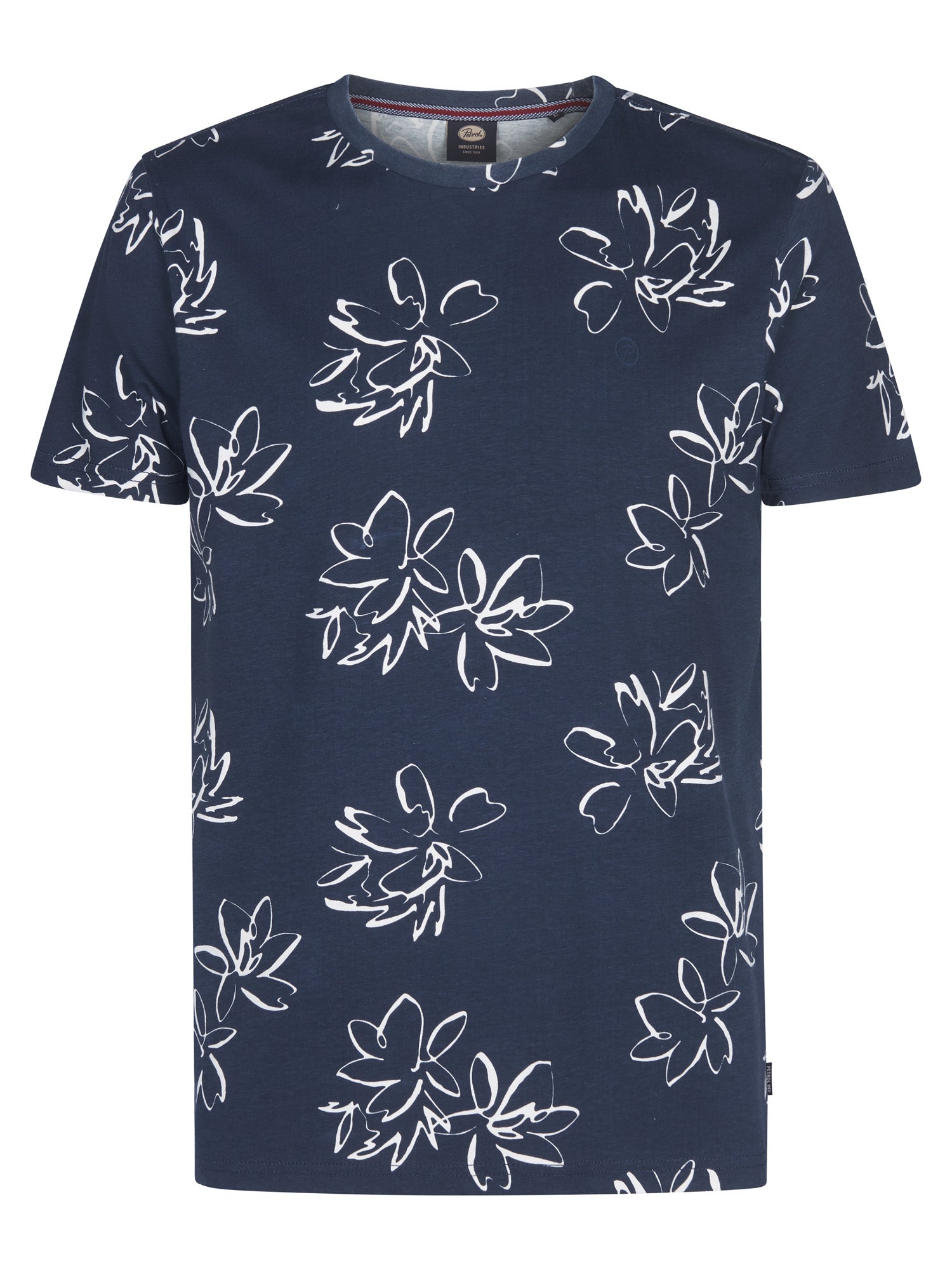 Petrol Industries Men T-Shirt Short Sleeve All-Over Print Regular Fit Navy Blue