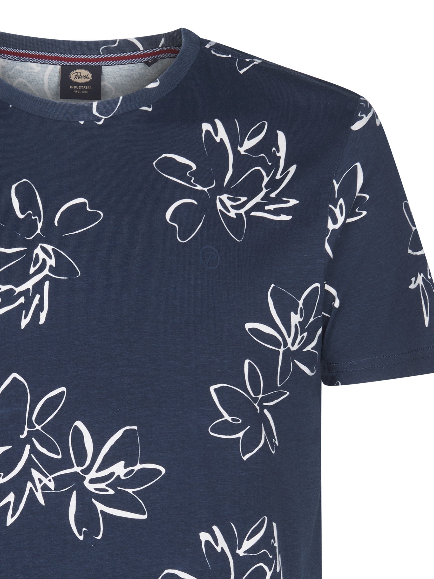 Petrol Industries Men T-Shirt Short Sleeve All-Over Print Regular Fit Navy Blue