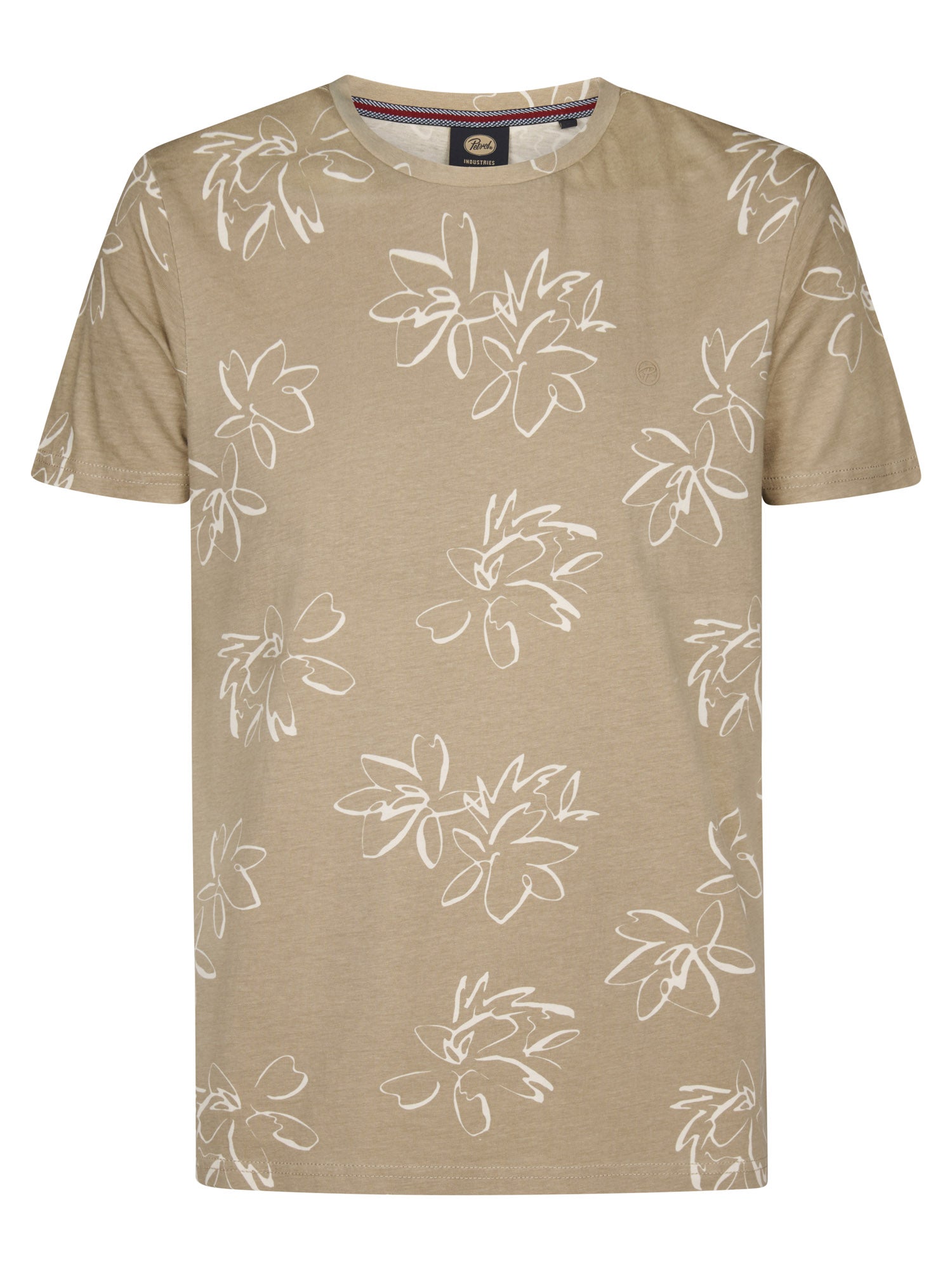 Petrol Industries Men T-Shirt Short Sleeve All-Over Print Regular Fit Light Tan