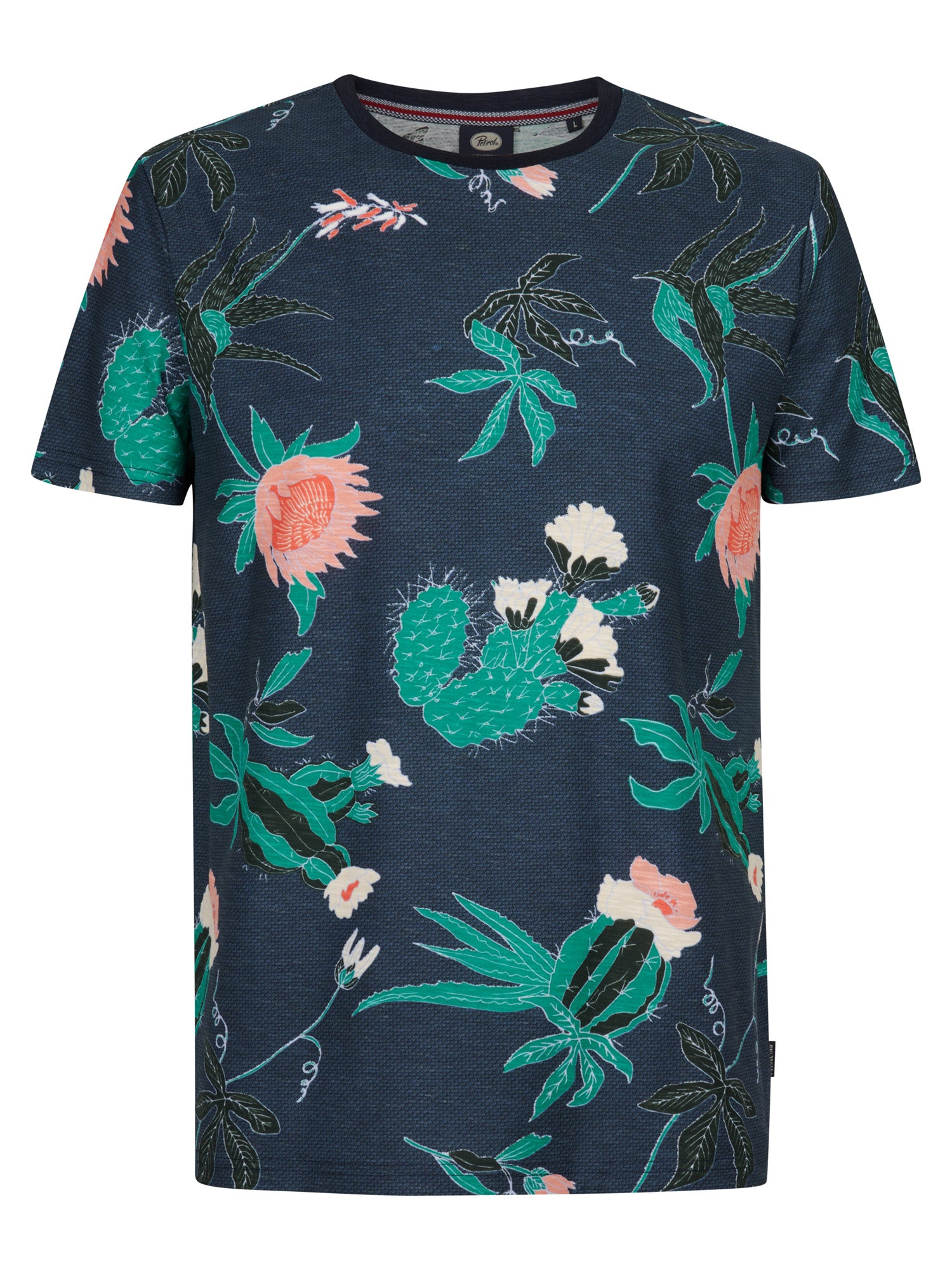 Petrol Industries Men T-Shirt Short Sleeve All-Over Print Regular Fit Navy Blue
