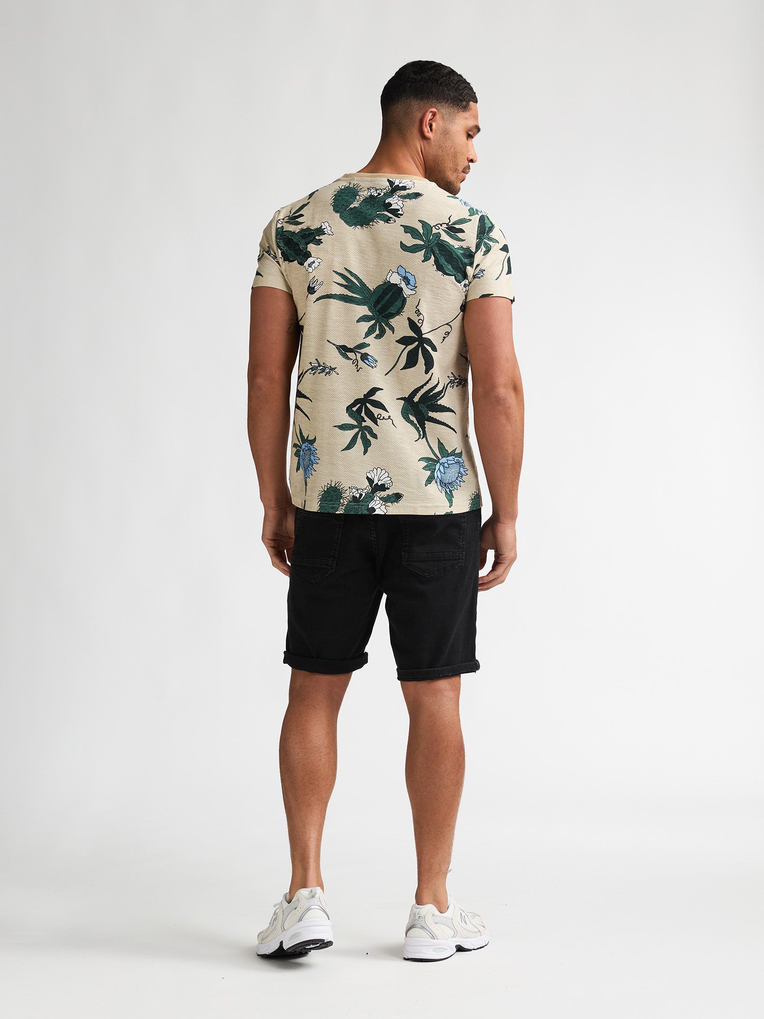 Petrol Industries Men T-Shirt Short Sleeve All-Over Print Regular Fit Light Tan