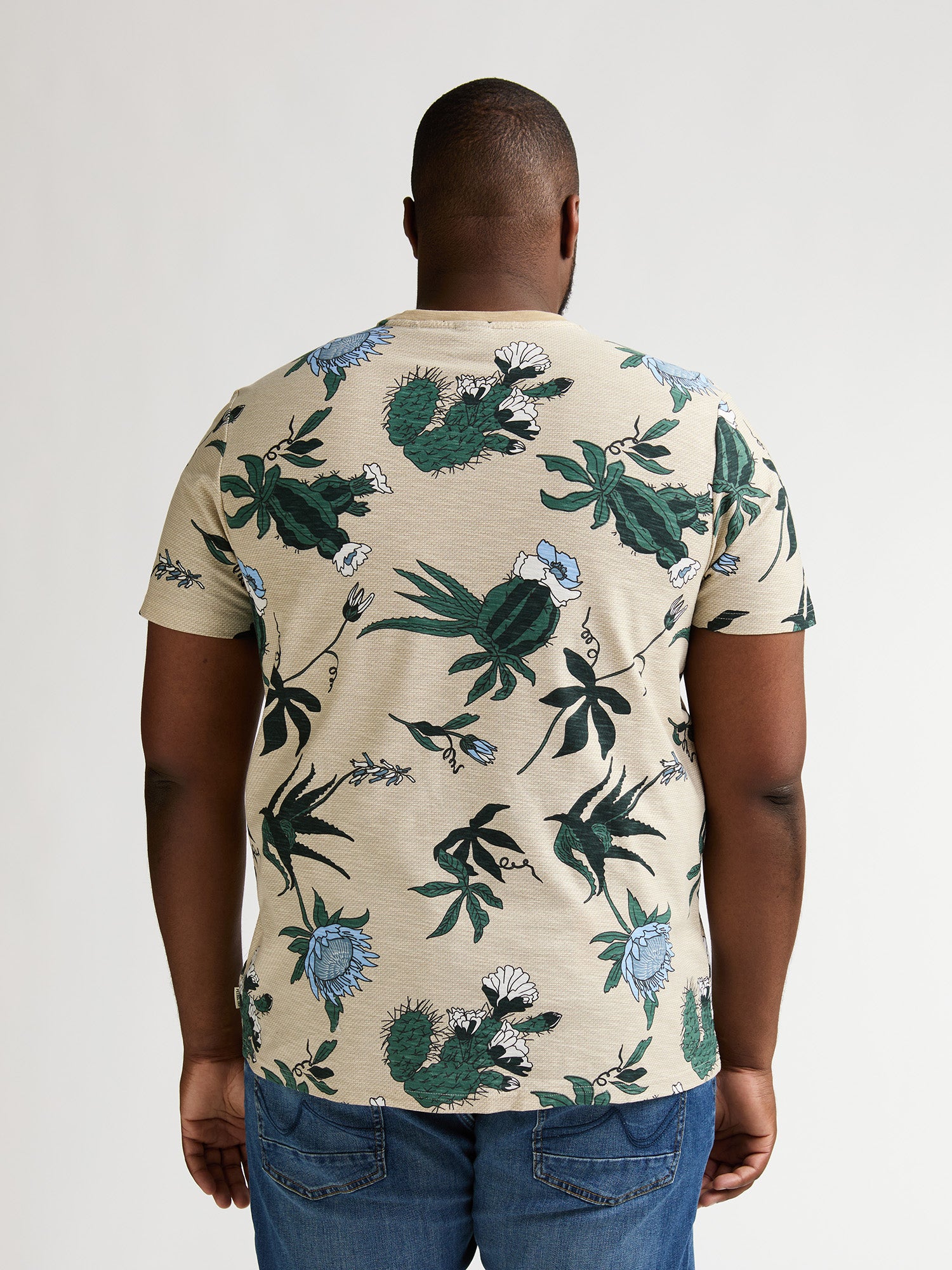 Petrol Industries Men T-Shirt Short Sleeve All-Over Print Regular Plus Fit Light Tan
