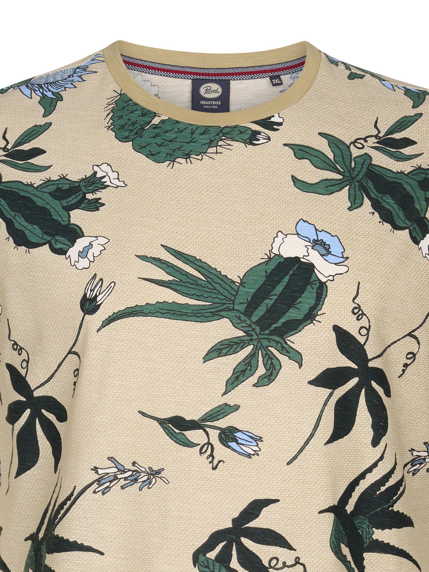 Petrol Industries Men T-Shirt Short Sleeve All-Over Print Regular Plus Fit Light Tan