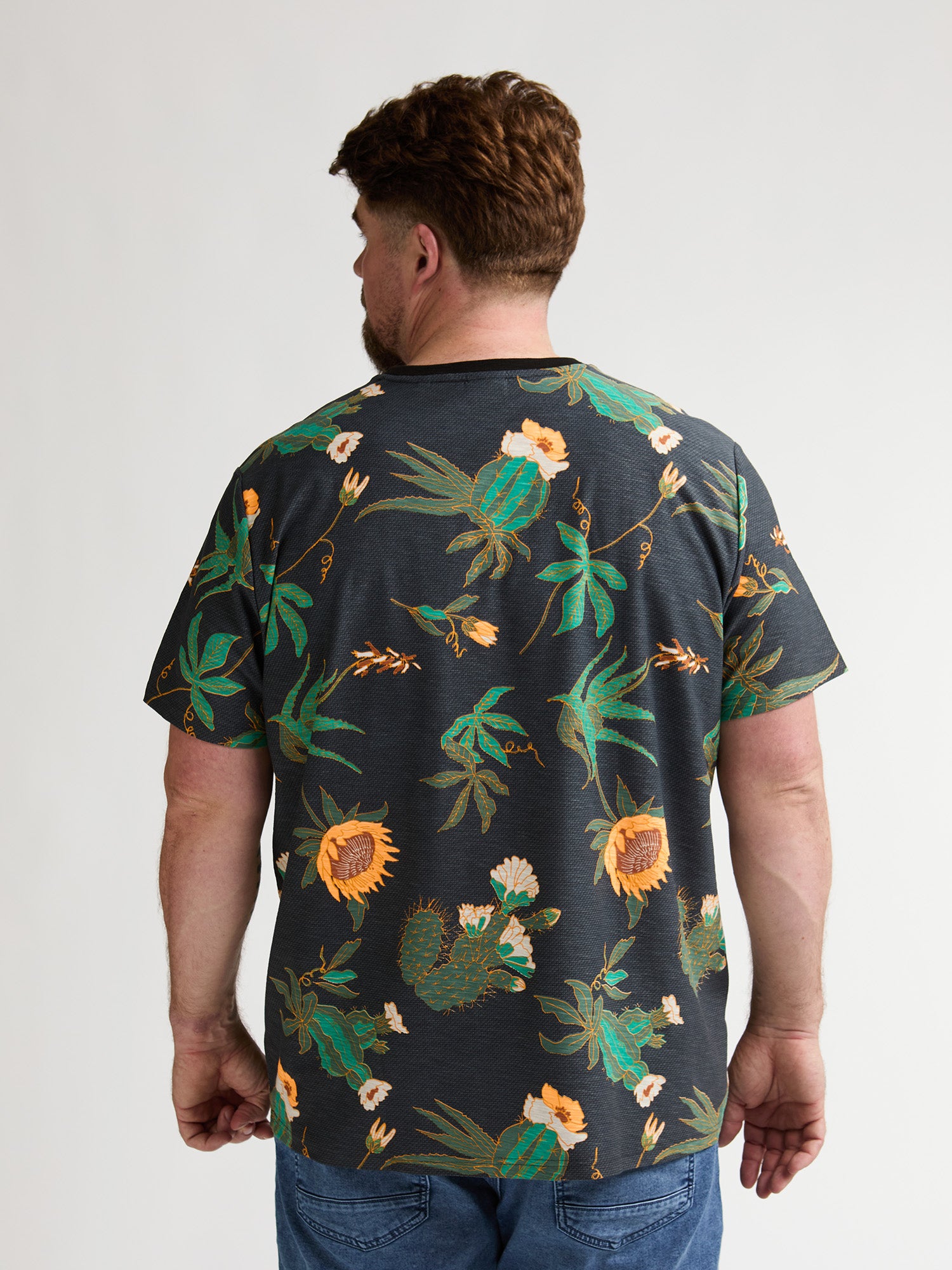 Petrol Industries Men T-Shirt Short Sleeve All-Over Print Regular Plus Fit Black