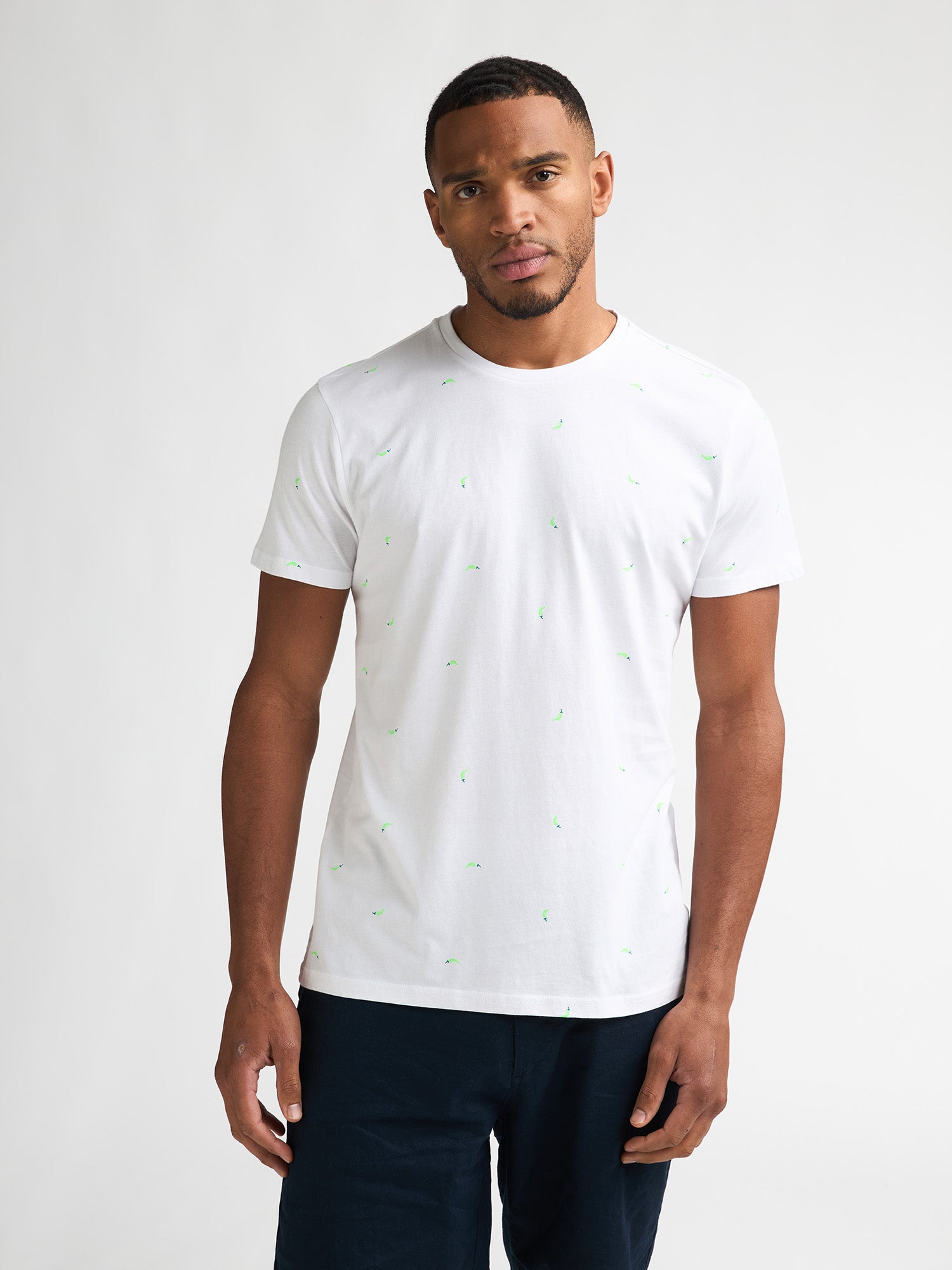 Petrol Industries Men T-Shirt Short Sleeve All-Over Print Regular Fit Bright White