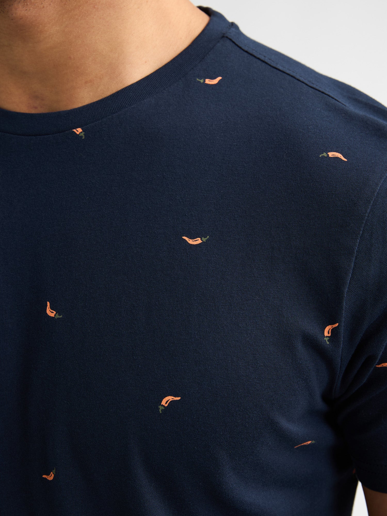 Petrol Industries Men T-Shirt Short Sleeve All-Over Print Regular Fit Navy Blue