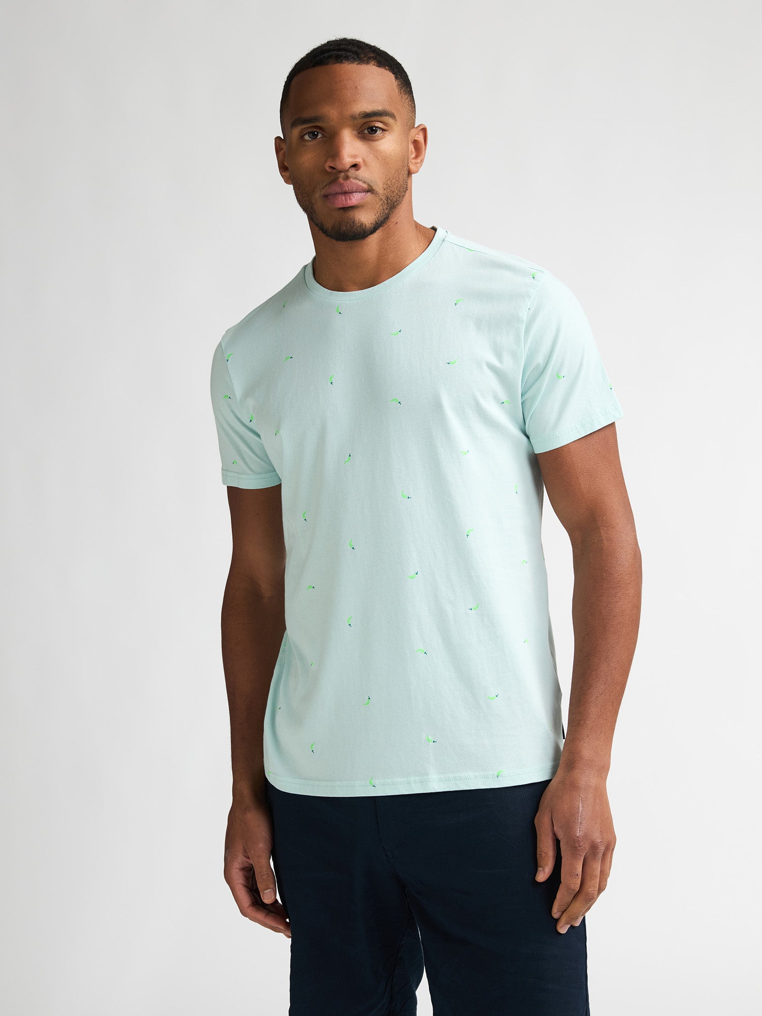 Petrol Industries Men T-Shirt Short Sleeve All-Over Print Regular Fit Cool Mint