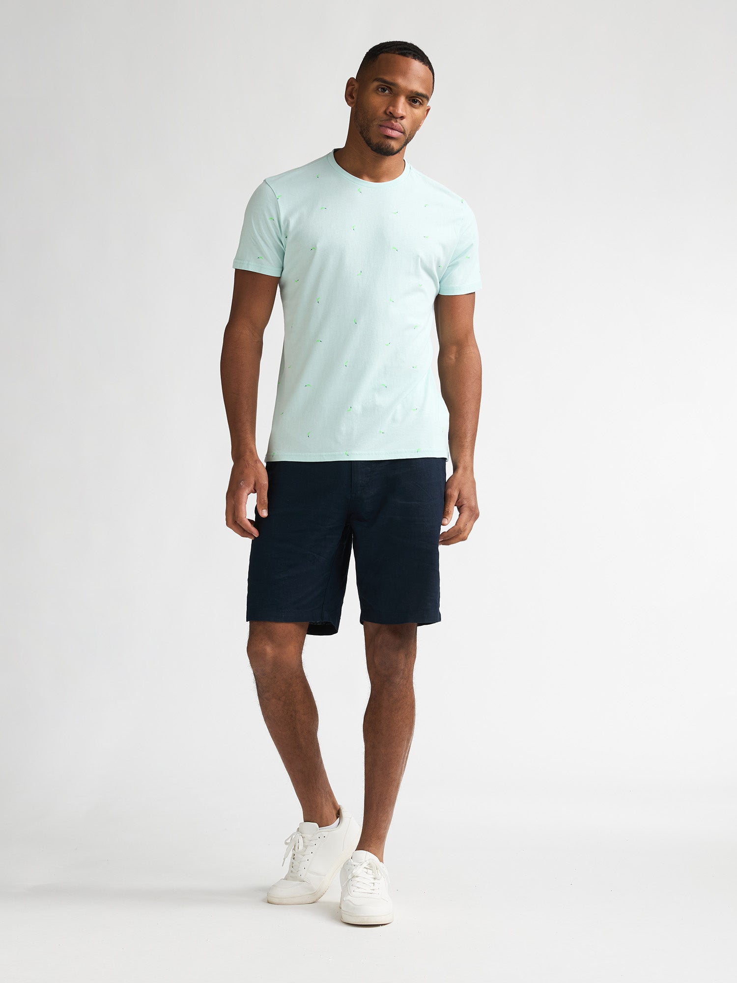 Petrol Industries Men T-Shirt Short Sleeve All-Over Print Regular Fit Cool Mint