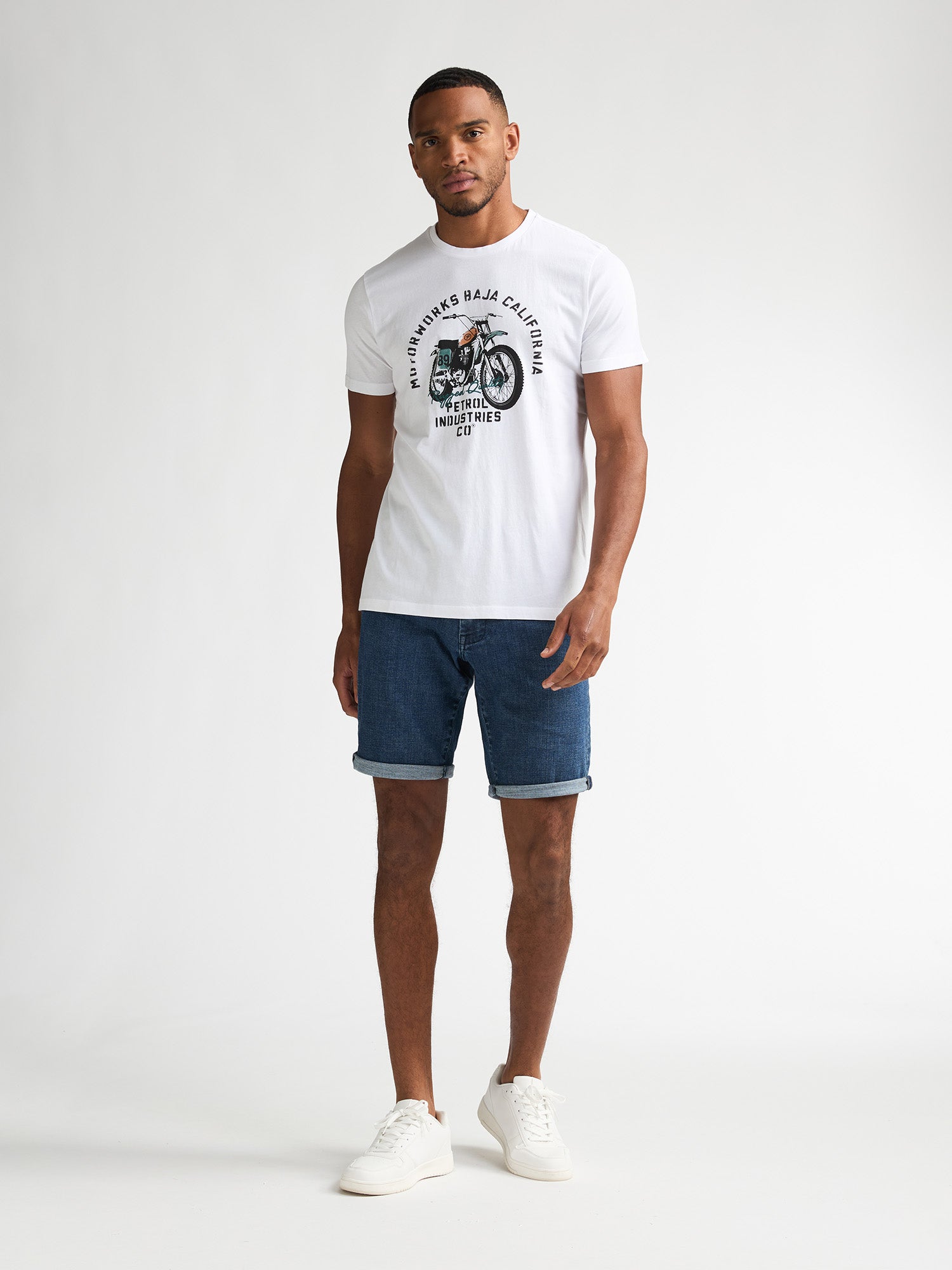 Petrol Industries Men T-Shirt Short Sleeve Classic Print Regular Fit Bright White