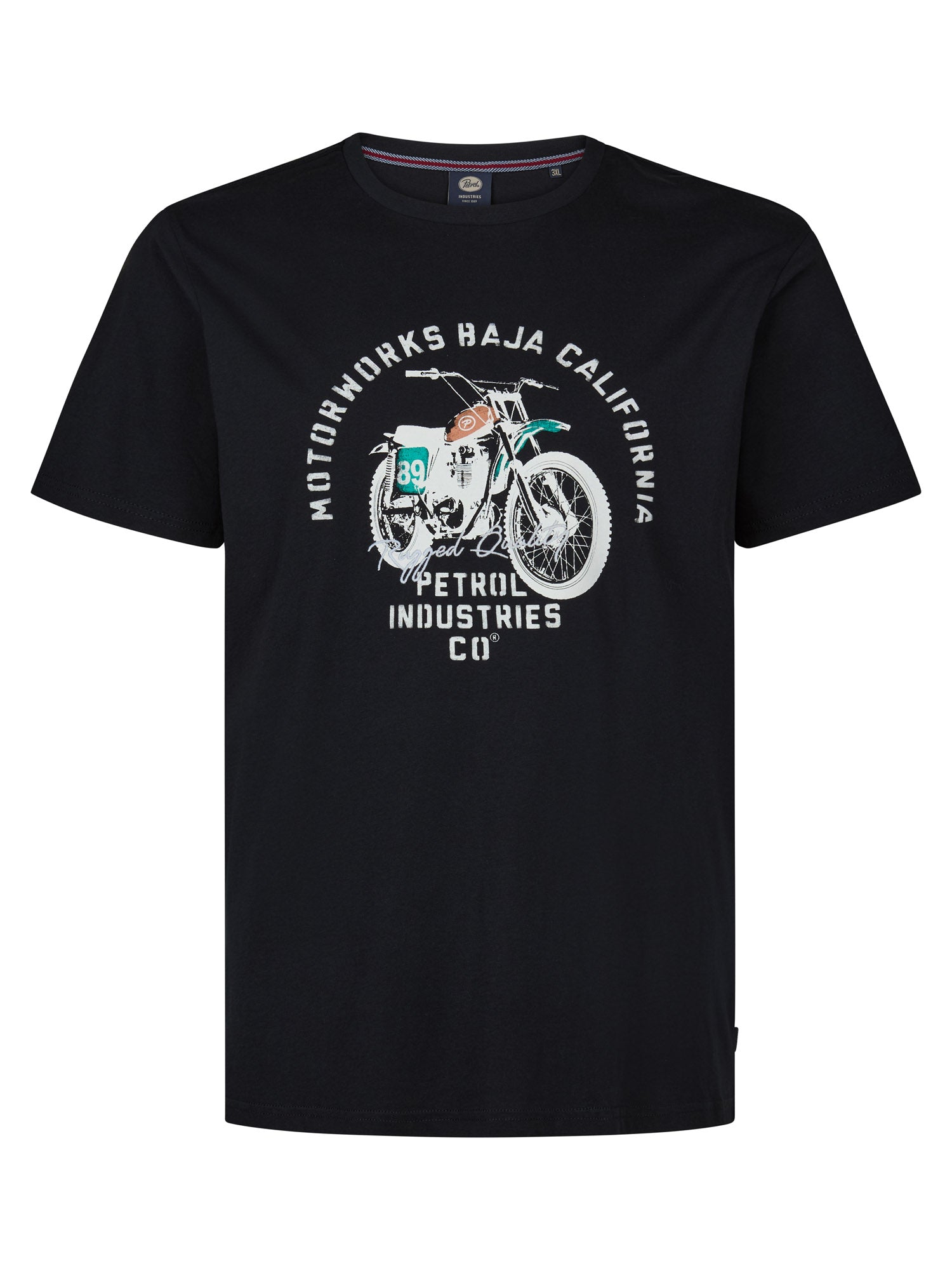 Petrol Industries Men T-Shirt Short Sleeve Classic Print Regular Plus Fit Black