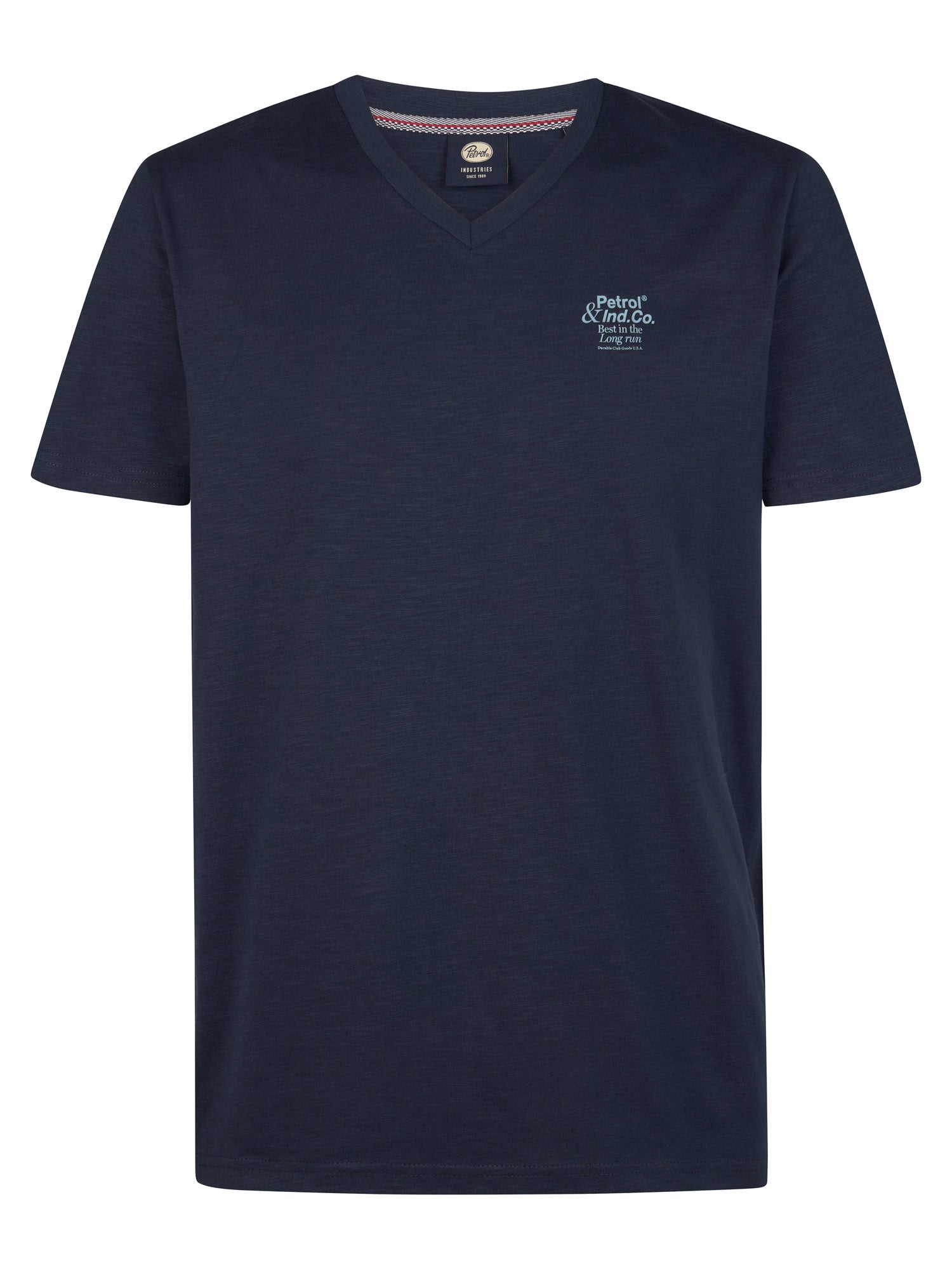Petrol Industries Men T-Shirt Short Sleeve V-Neck Regular Fit Navy Blue
