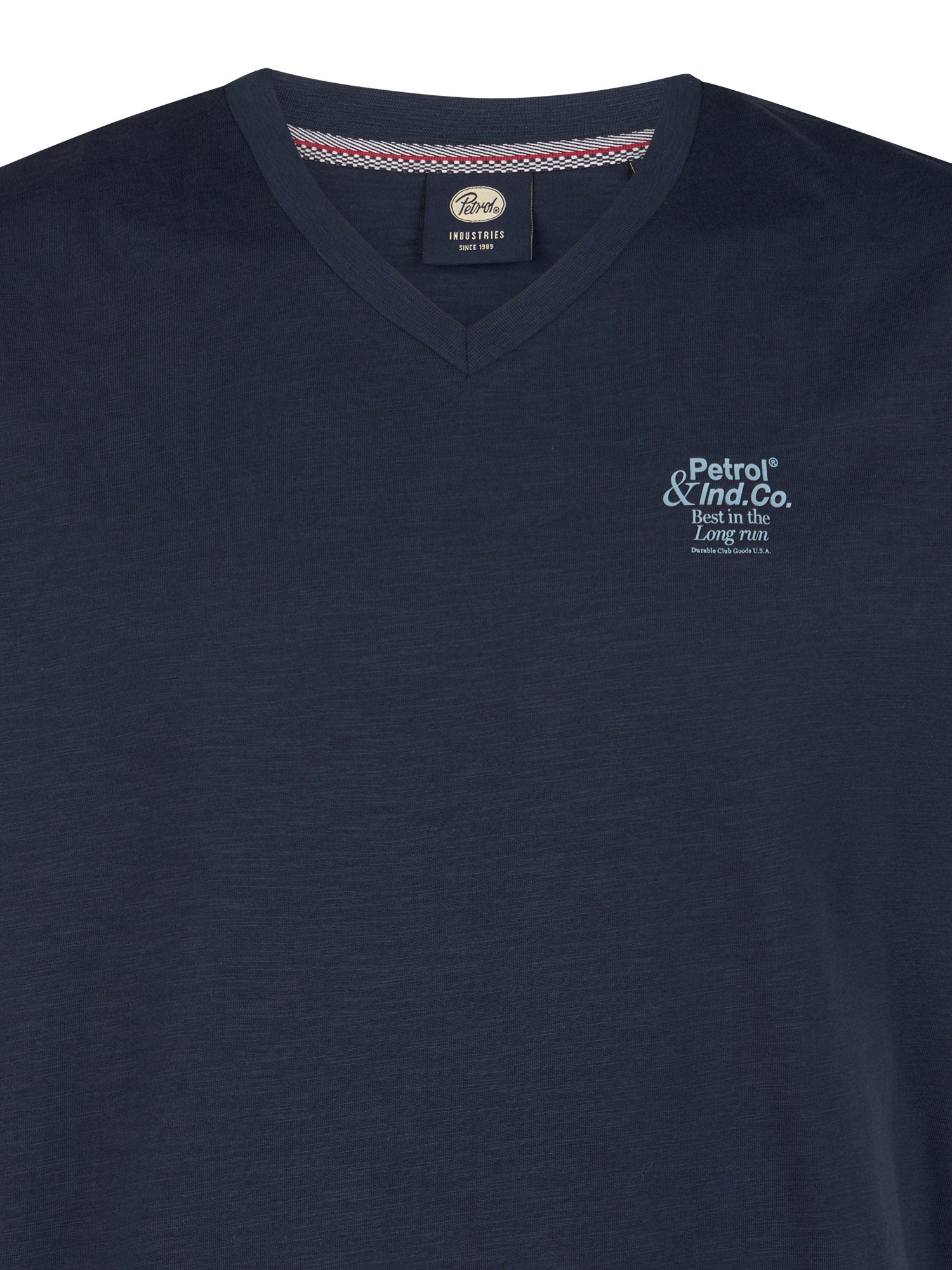 Petrol Industries Men T-Shirt Short Sleeve V-Neck Regular Fit Navy Blue