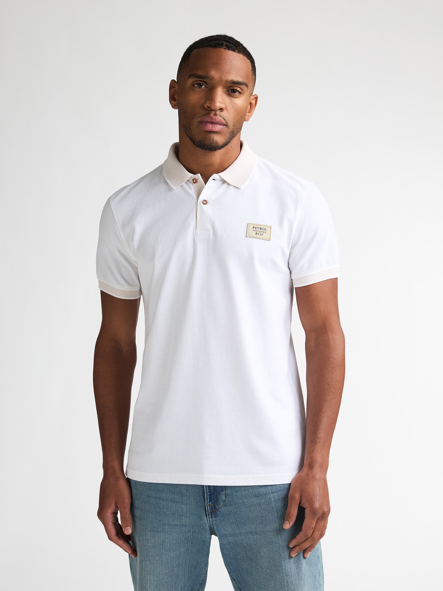 Petrol Industries Men Polo Short Sleeve Regular Fit Bright White