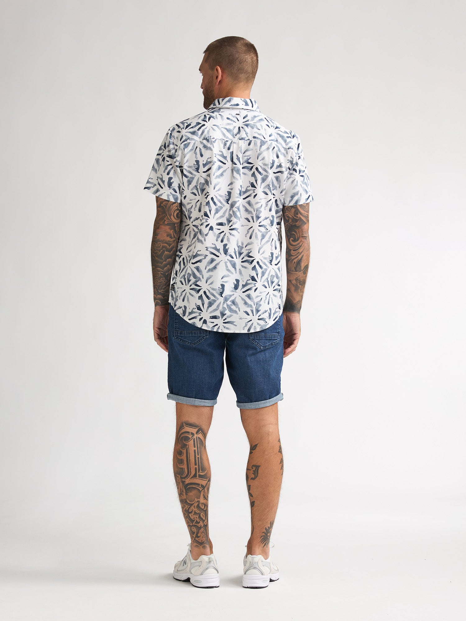 Petrol Industries Men Shirt Short Sleeve All-Over Print Regular Fit Chalk White