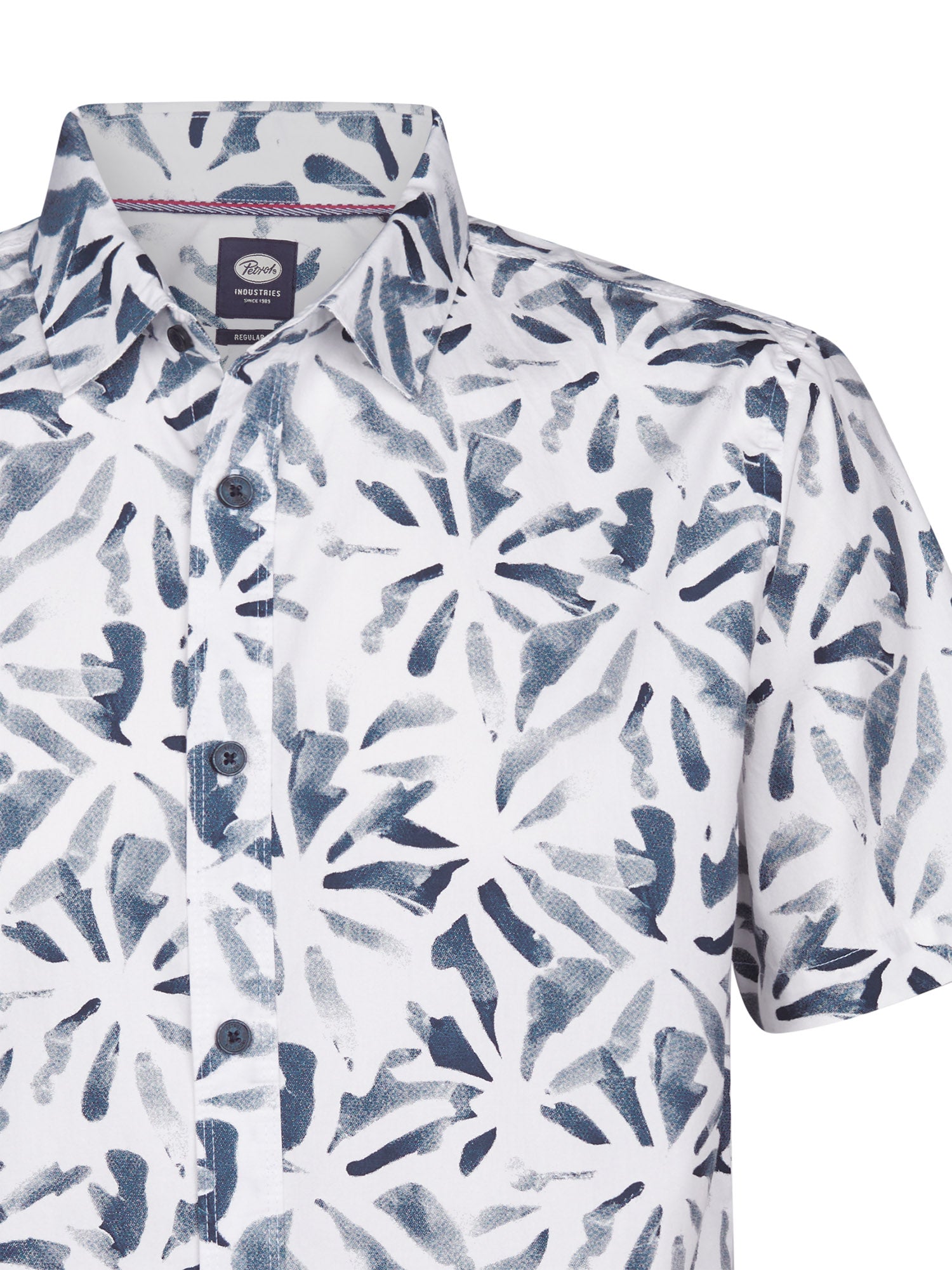 Petrol Industries Men Shirt Short Sleeve All-Over Print Regular Fit Chalk White