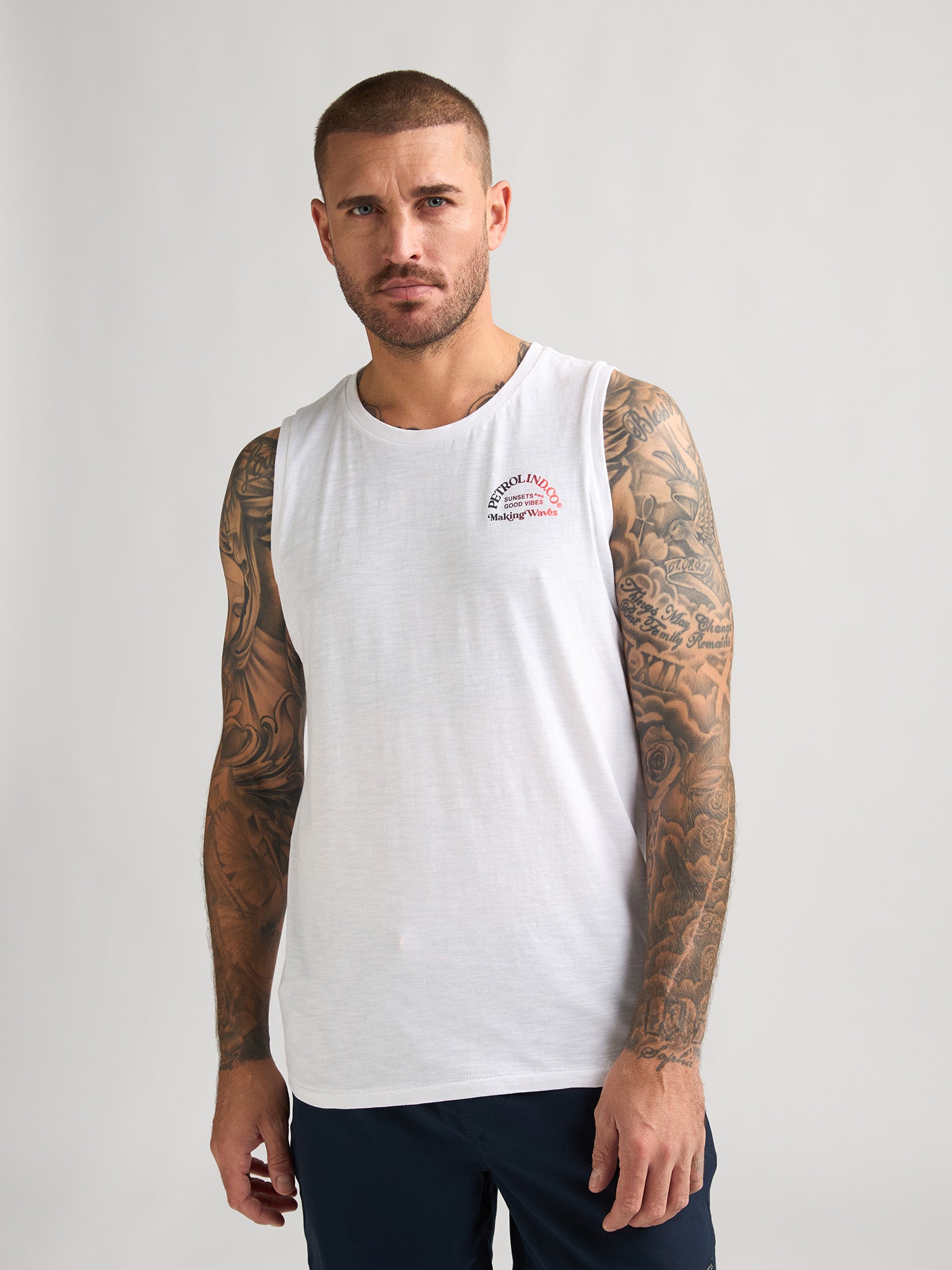 Petrol Industries Men Singlet Round Neck Regular Fit Bright White
