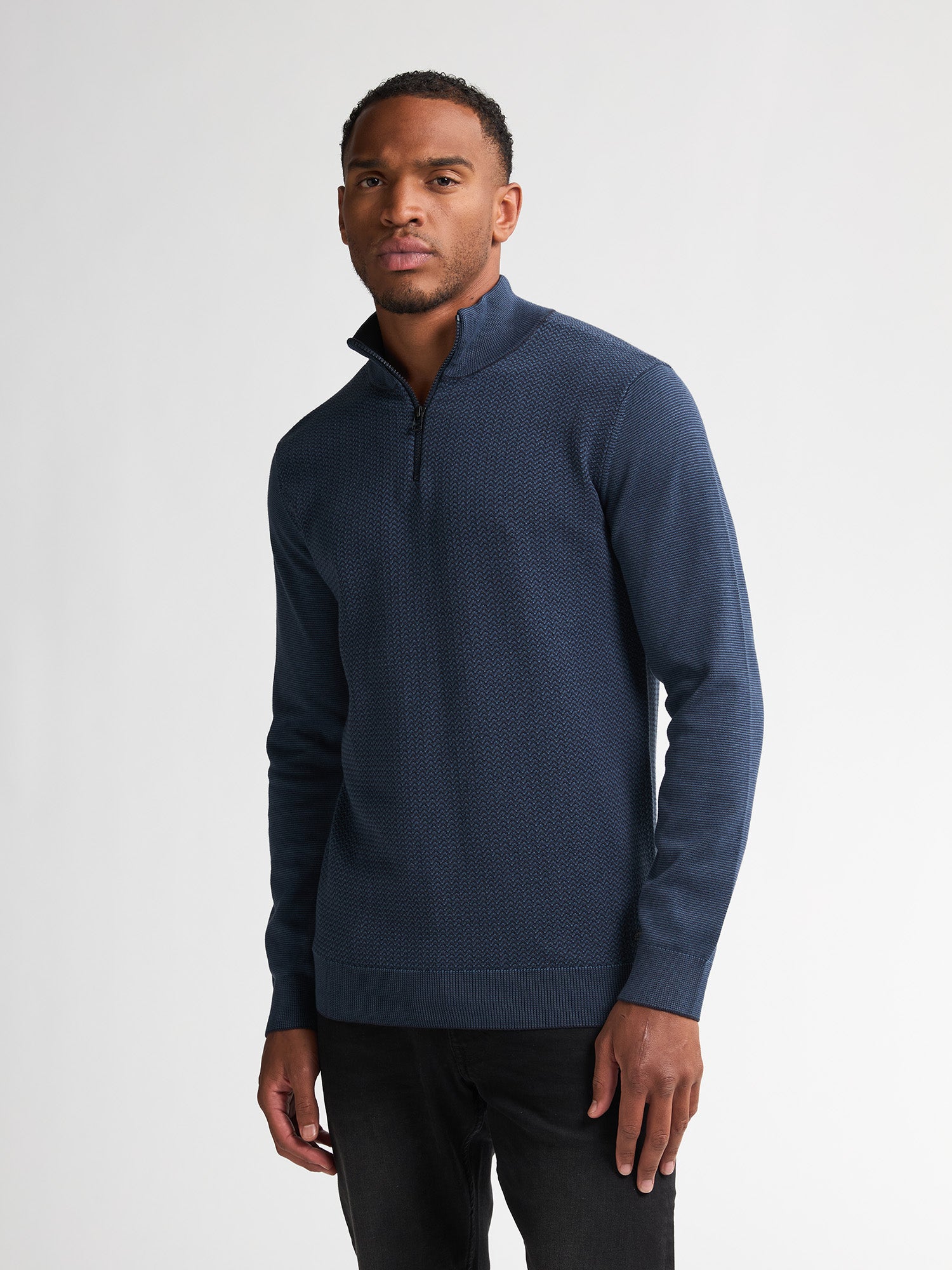 BLEND BHGanbolf Heren Trui - Grof Gebreide Trui Met Ritssluiting, Regular Fit - Casual Zeemanslook
