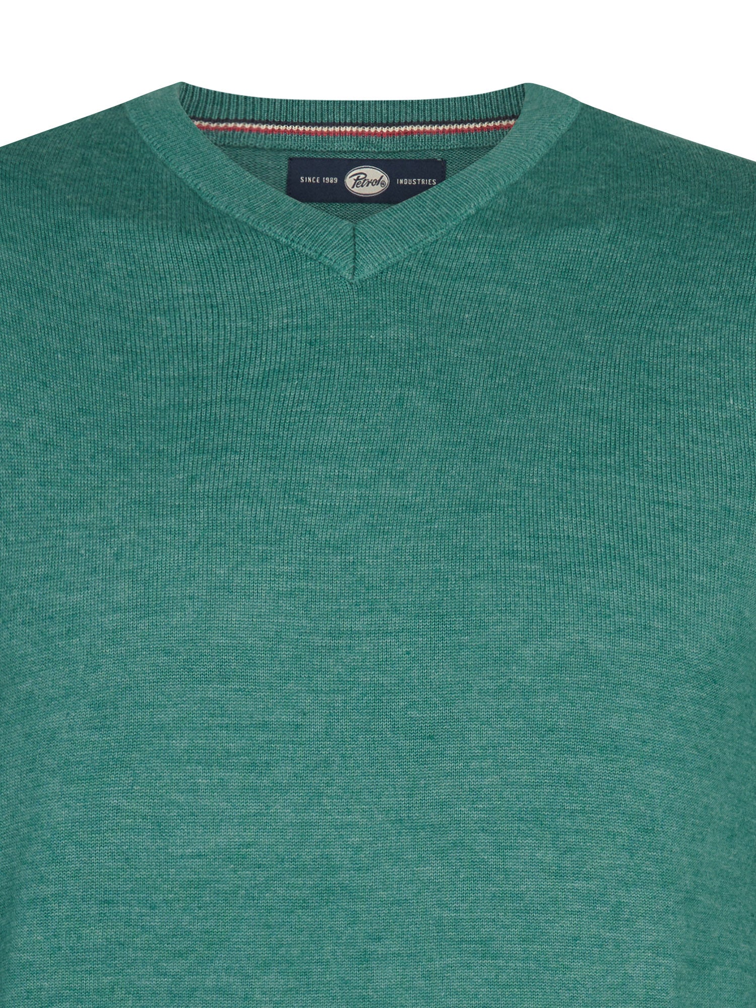 Petrol Industries Men Knitwear V-Neck Basic Regular Fit Teal Green